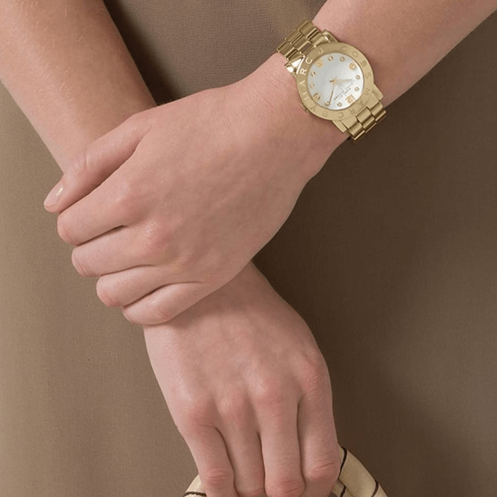 Marc Jacobs Amy White Dial Gold Steel Strap Watch for Women - MBM3056