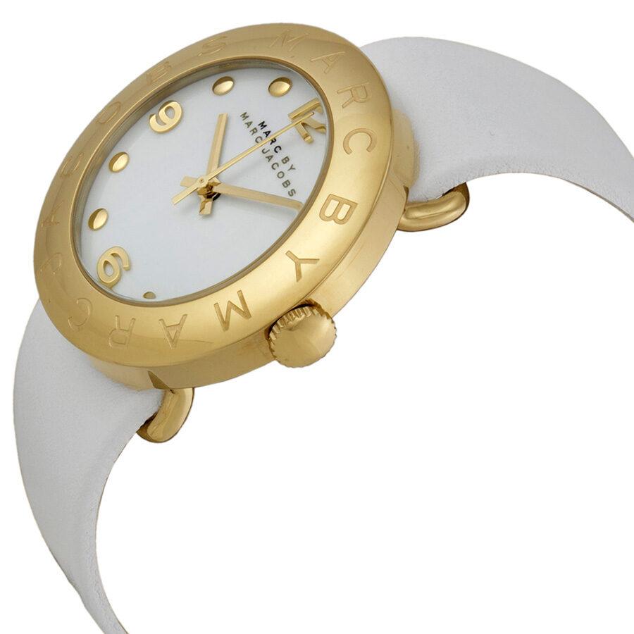 Marc Jacobs Amy White Dial White Leather Strap Watch for Women - MBM1150