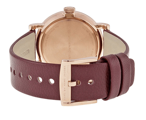 Marc Jacobs Baker Maroon Dial Maroon Leather Strap Watch for Women - MBM1267
