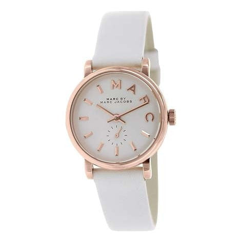 Marc Jacobs Baker White Dial White Leather Strap Watch for Women - MBM1284