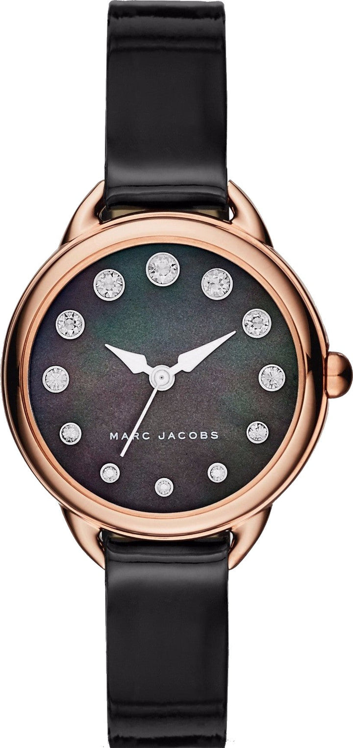 Marc Jacobs Betty Mother of Pearl Black Dial Black Leather Strap Watch for Women - MJ1513