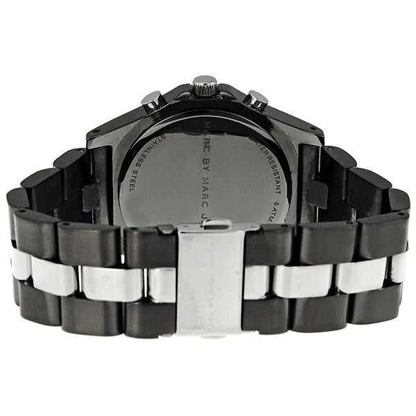 Marc Jacobs Blade Chronograph Black Dial Two Tone Steel Strap Watch for Women - MBM3179