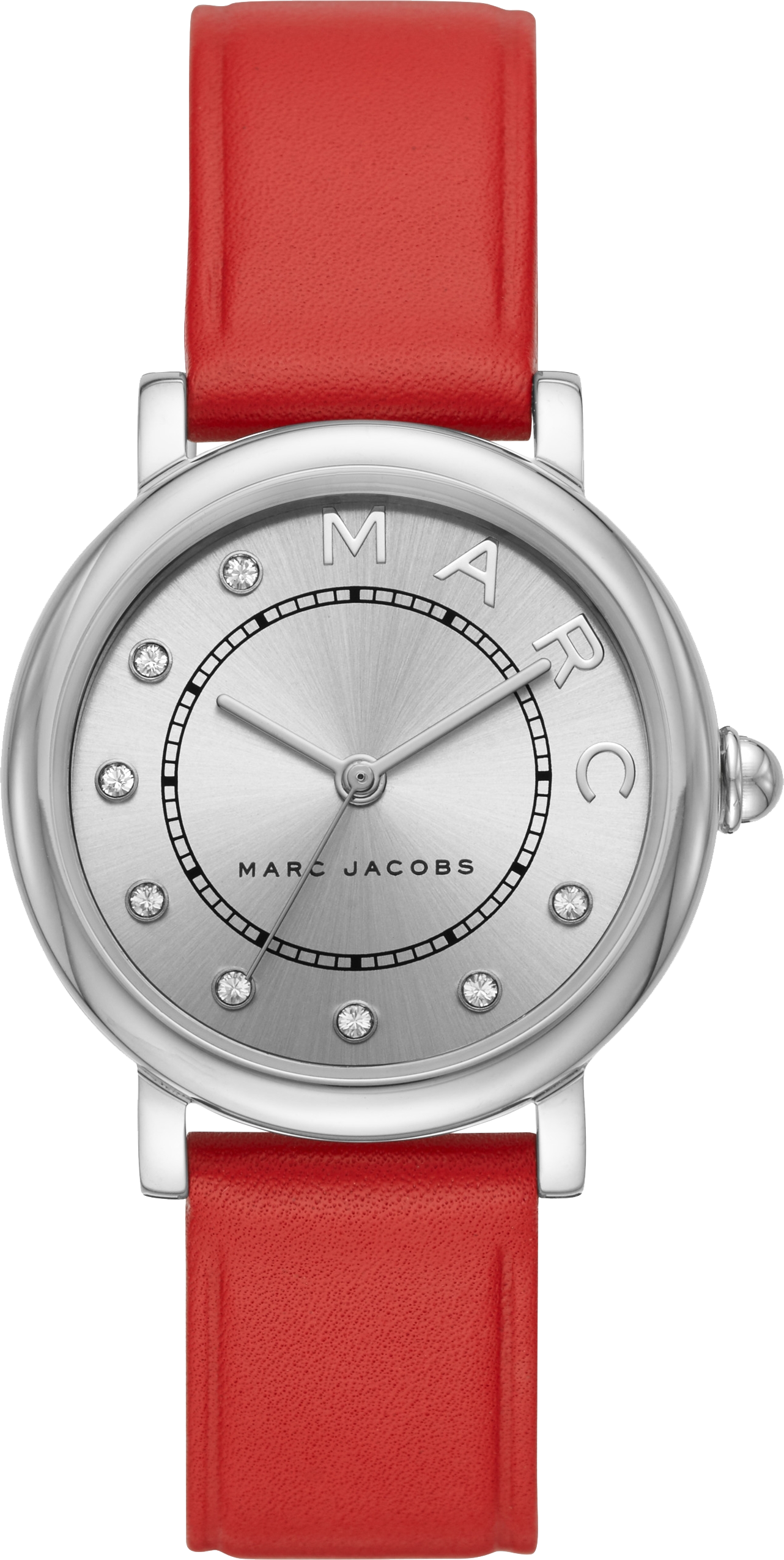 Marc Jacobs Roxy Silver Dial Red Leather Strap Watch for Women - MJ1632