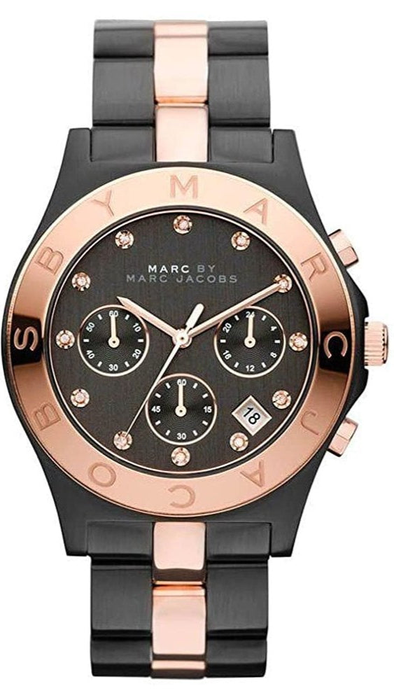 Marc Jacobs Blade Chronograph Grey Dial Two Tone Steel Strap Watch for Women - MBM3180