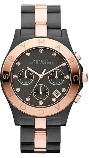 Marc Jacobs Blade Chronograph Grey Dial Two Tone Steel Strap Watch for Women - MBM3180