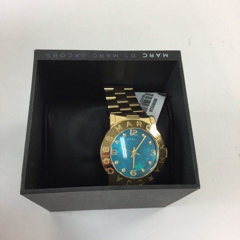 Marc Jacobs Amy Green Dial Gold Steel Strap Watch for Women - MBM8624