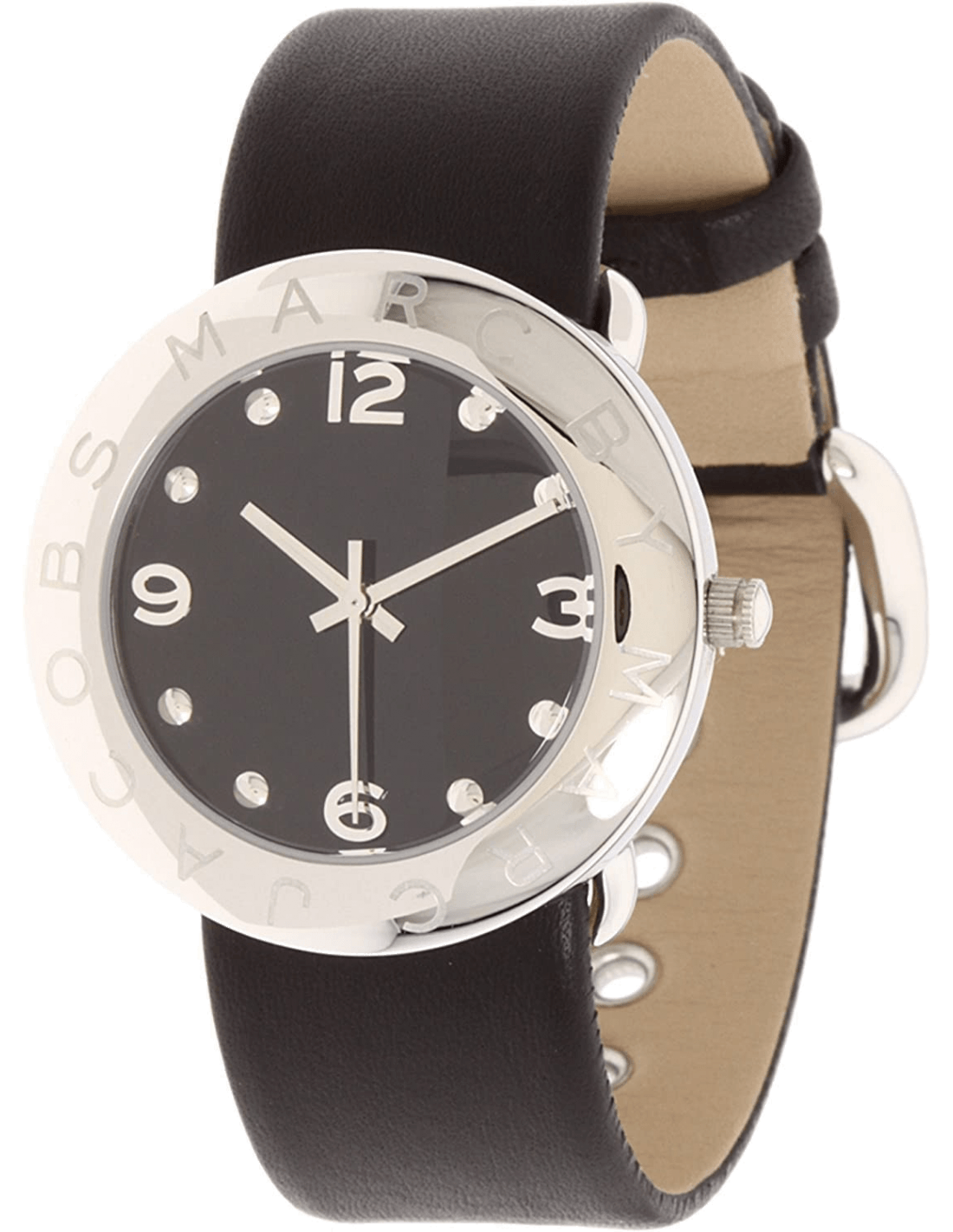 Marc Jacobs Amy Black Dial Black Leather Strap Watch for Women - MBM1140