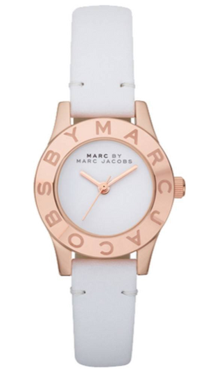 Marc Jacobs Mini Blade White Dial White Leather Strap Watch for Women - MBM1207