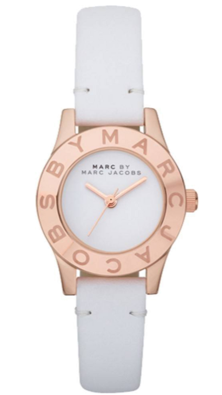Marc Jacobs Mini Blade White Dial White Leather Strap Watch for Women - MBM1207