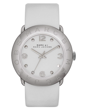 Marc Jacobs Blade White Dial White Leather Strap Watch for Women - MBM1223