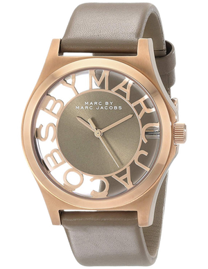 Marc Jacobs Henry Dinky Skeleton Beige Dial Beige Leather Strap Watch for Women - MBM1245