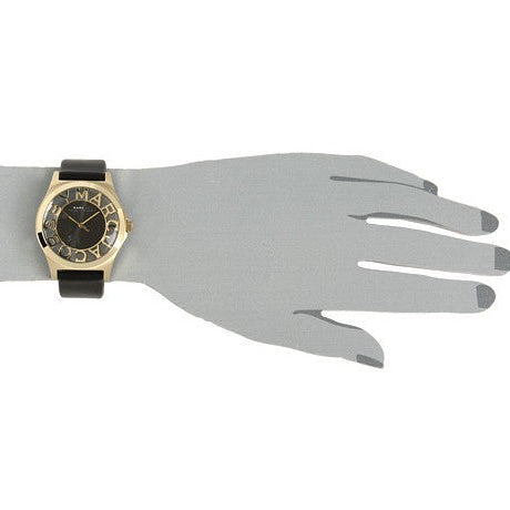 Marc Jacobs Henry Skeleton Black Dial Black Leather Strap Watch for Women - MBM1246