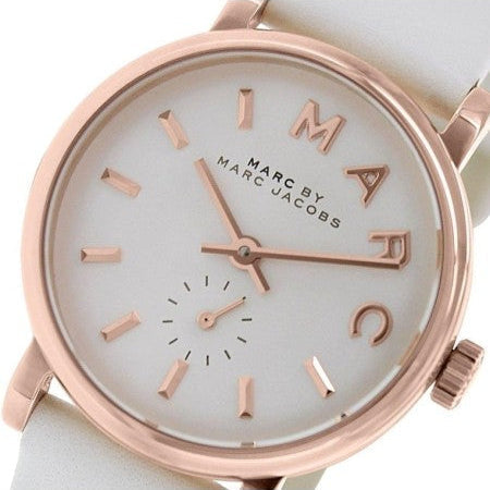 Marc Jacobs Baker White Dial White Leather Strap Watch for Women - MBM1284