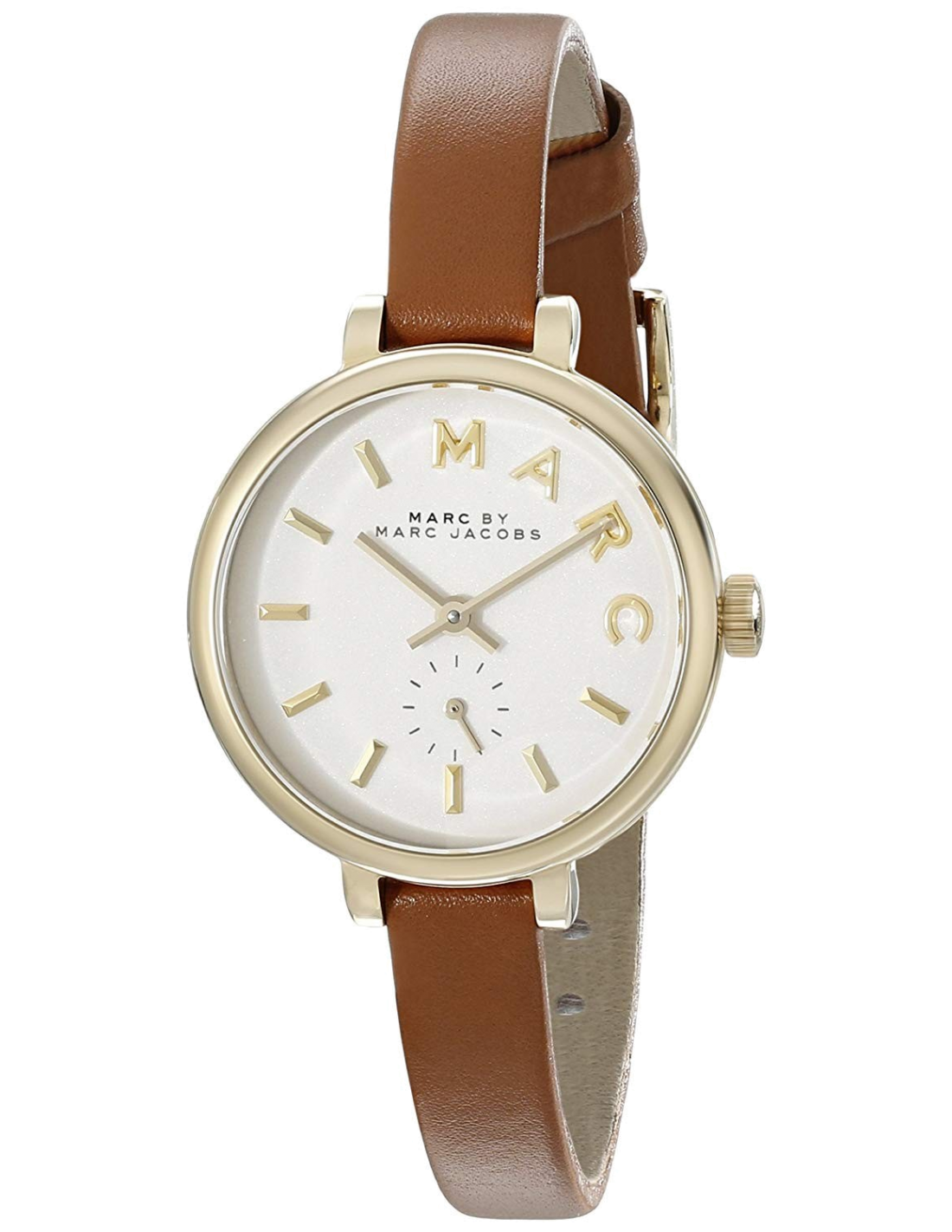 Marc Jacobs Sally White Dial Brown Leather Strap Watch for Women - MBM1351