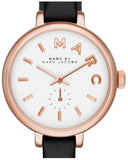 Marc Jacobs Sally White Dial Black Leather Strap Watch for Women - MBM1352