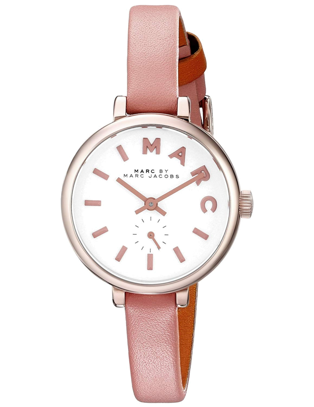 Marc Jacobs Sally White Dial Orange Leather Strap Watch for Women - MBM1355