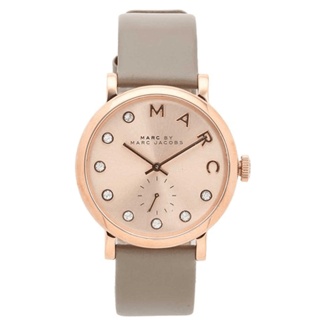 Marc Jacobs Baker Rose Gold Dial Grey Leather Strap Watch for Women - MBM1400