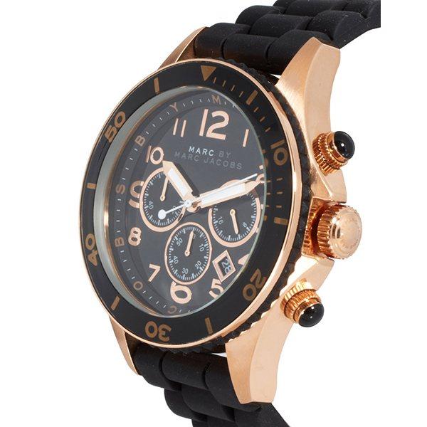 Marc Jacobs Rock Chronograph Black Dial Black Silicone Strap Watch for Women - MBM2553