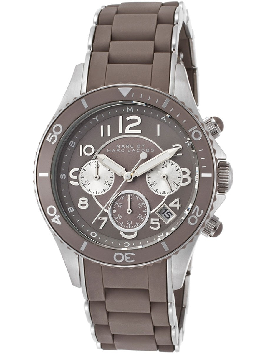 Marc Jacobs Rock Chronograph Grey Dial Grey Silicone Strap Watch for Women - MBM2595