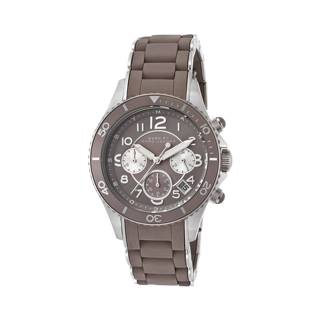 Marc Jacobs Rock Chronograph Grey Dial Grey Silicone Strap Watch for Women - MBM2595