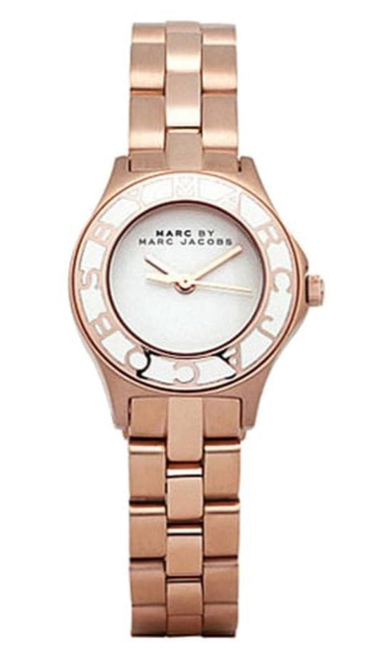 Marc Jacobs Blade White Dial Rose Gold Steel Strap Watch for Women - MBM3076