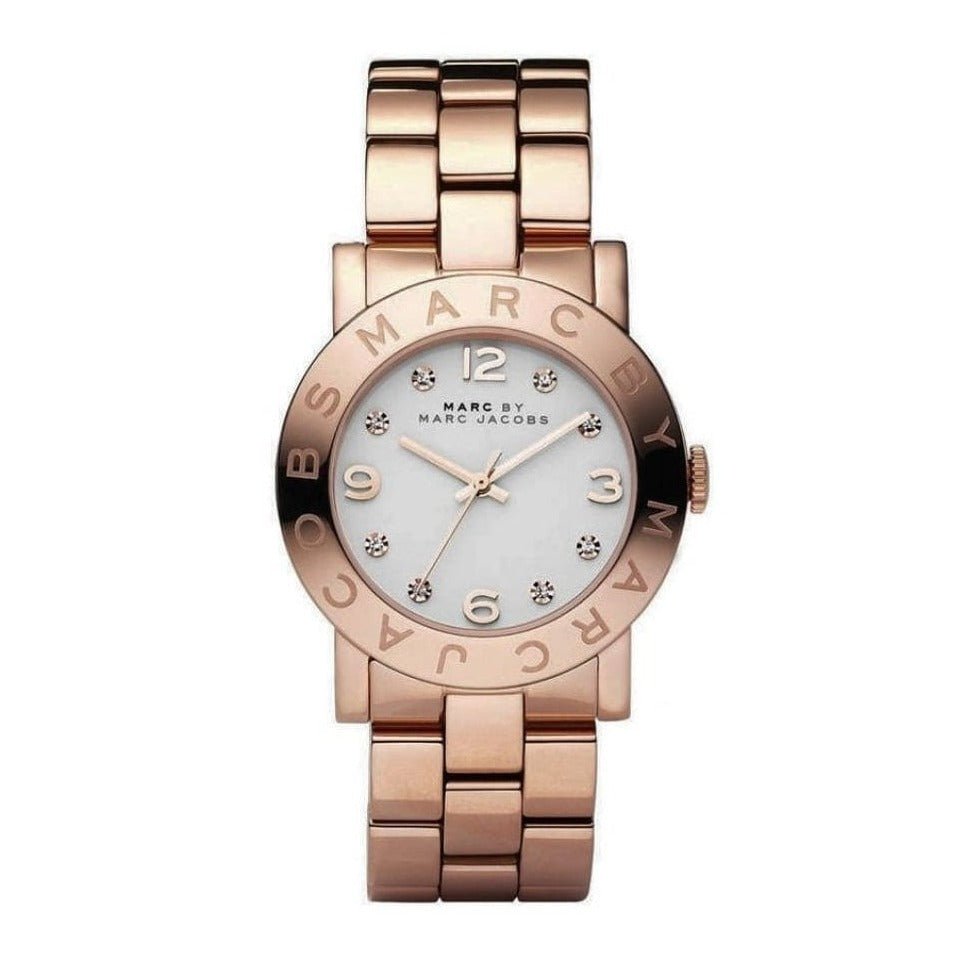 Marc Jacobs Amy White Dial Rose Gold Steel Strap Watch for Women - MBM3077
