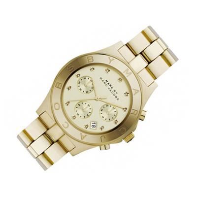 Marc Jacobs Blade Chronograph Gold Dial Gold Steel Strap Watch for Women - MBM3101