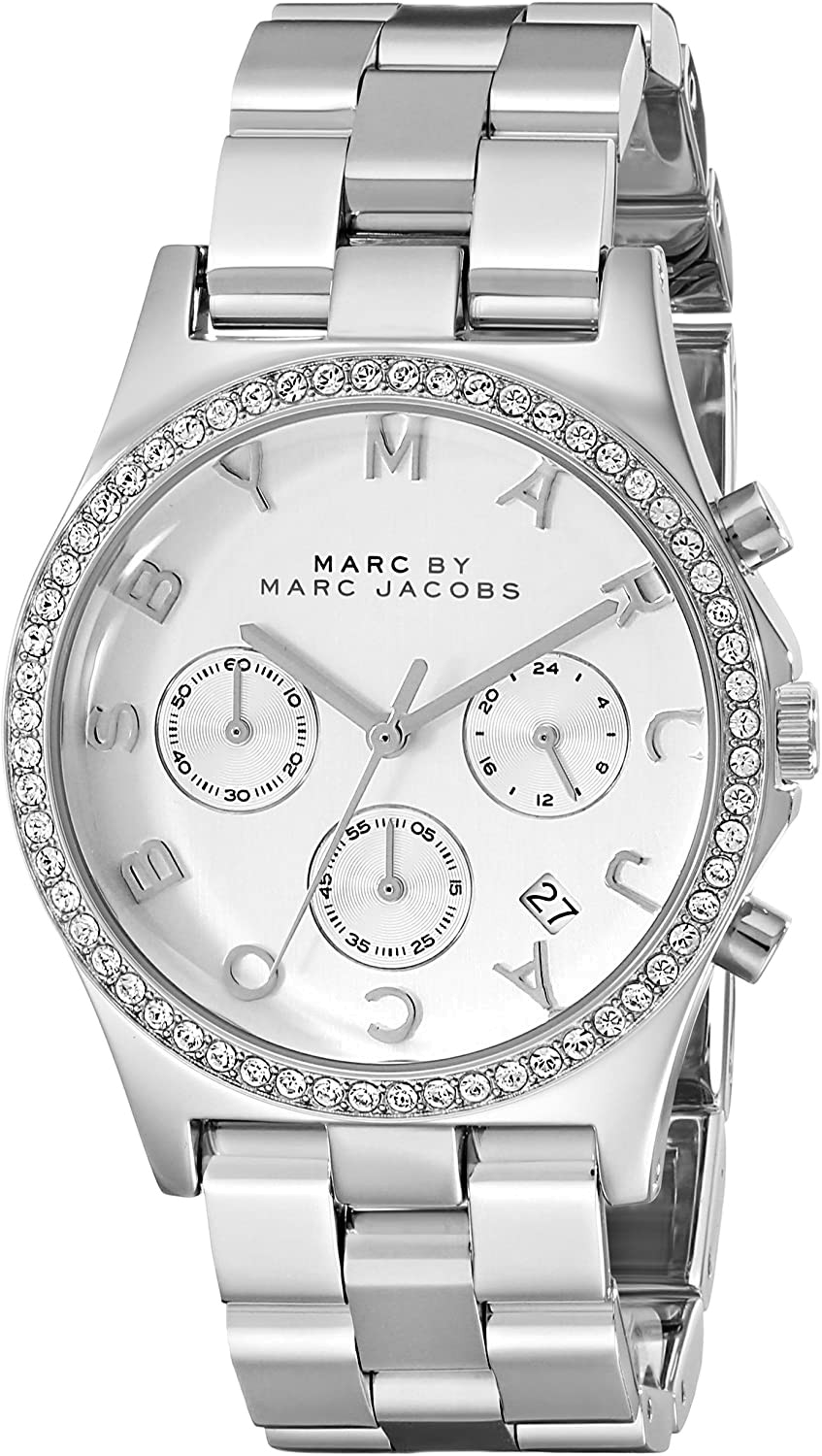 Marc Jacobs Henry Chronograph Silver Dial Silver Steel Strap Watch for Women - MBM3104
