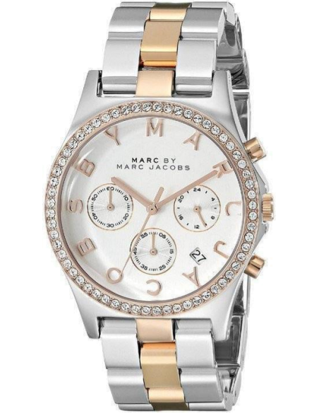 Marc Jacobs Henry Chronograph Silver Dial Two Tone Steel Strap Watch for Women - MBM3106