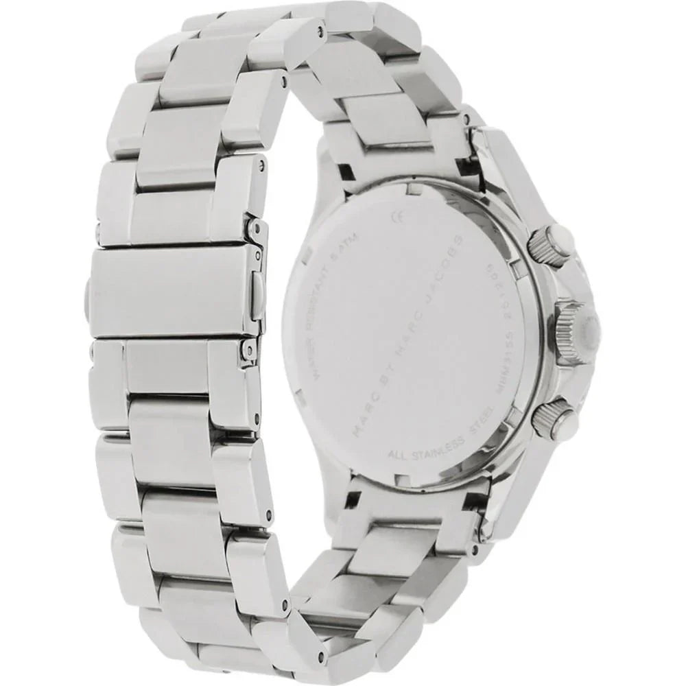 Marc Jacobs Marc Chronograph Silver Dial Silver Steel Strap Watch for Men - MBM3155