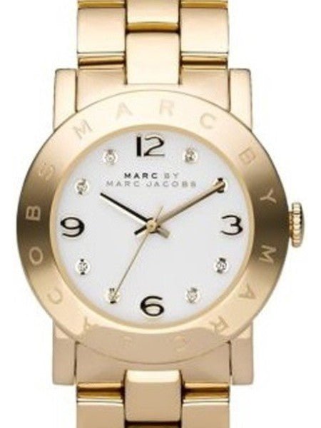 Marc Jacobs Amy White Dial Gold Steel Strap Watch for Women - MBM3182