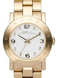 Marc Jacobs Amy White Dial Gold Steel Strap Watch for Women - MBM3182