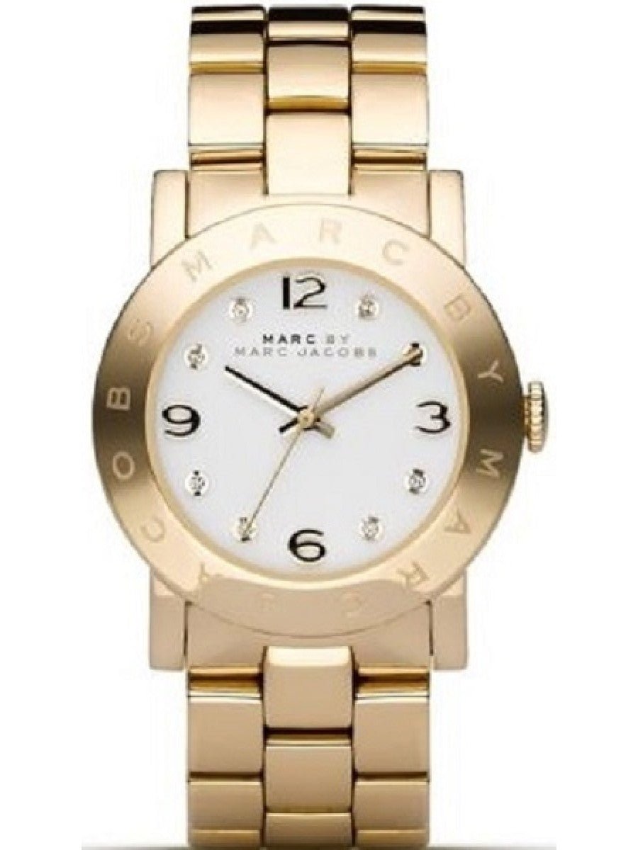 Marc Jacobs Amy White Dial Gold Steel Strap Watch for Women - MBM3182