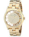 Marc Jacobs Henry Transparent Gold Dial Gold Steel Strap Watch for Women - MBM3206