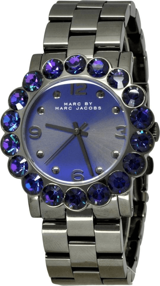 Marc Jacobs Amy Purple Dial Black Steel Strap Watch for Women - MBM3224