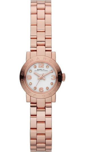 Marc Jacobs Amy White Dial Rose Gold Steel Strap Watch for Women - MBM3227