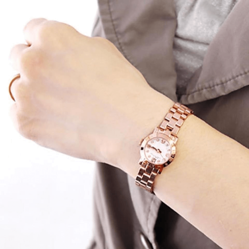 Marc Jacobs Amy White Dial Rose Gold Steel Strap Watch for Women - MBM8613