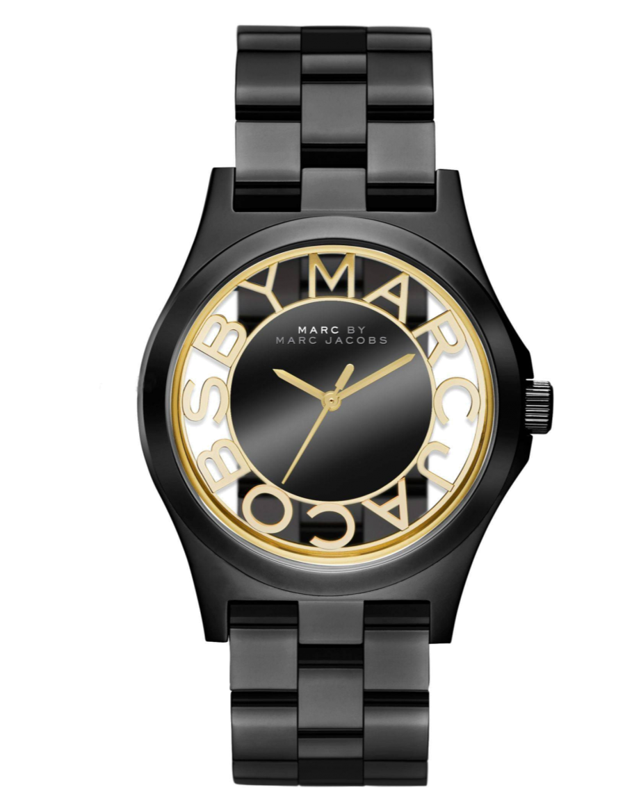 Marc Jacobs Henry Transparent Black Dial Black Steel Strap Watch for Women - MBM3255