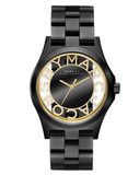 Marc Jacobs Henry Transparent Black Dial Black Steel Strap Watch for Women - MBM3255