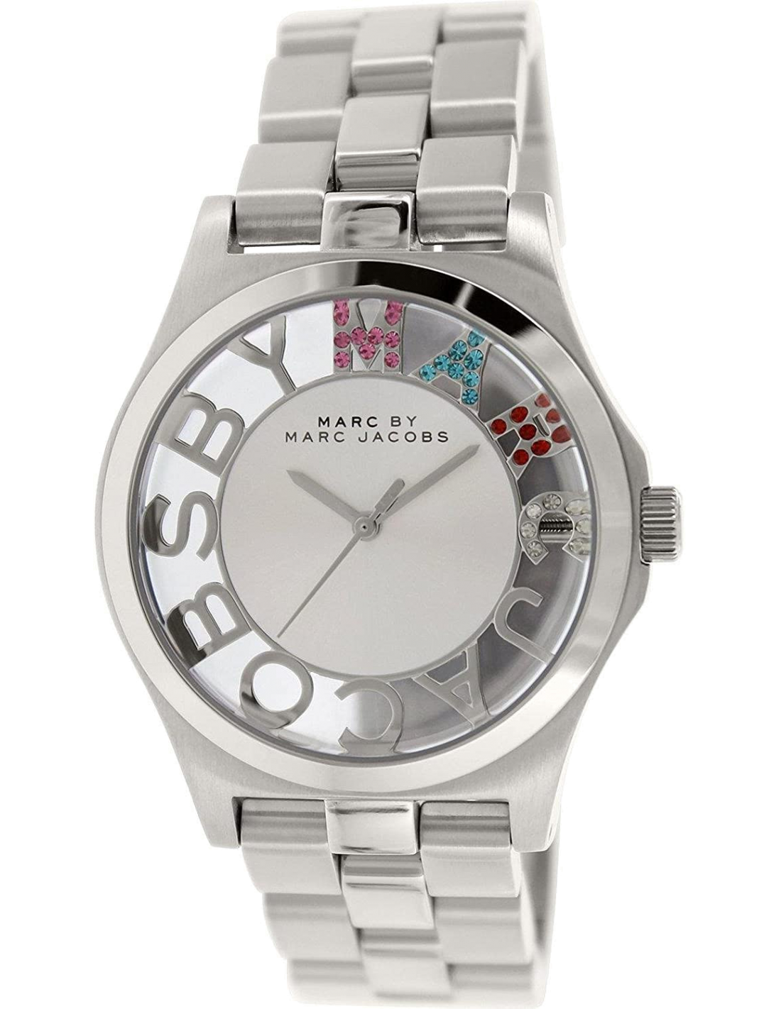 Marc Jacobs Henry Skeleton Silver Dial Silver Steel Strap Watch for Women - MBM3262