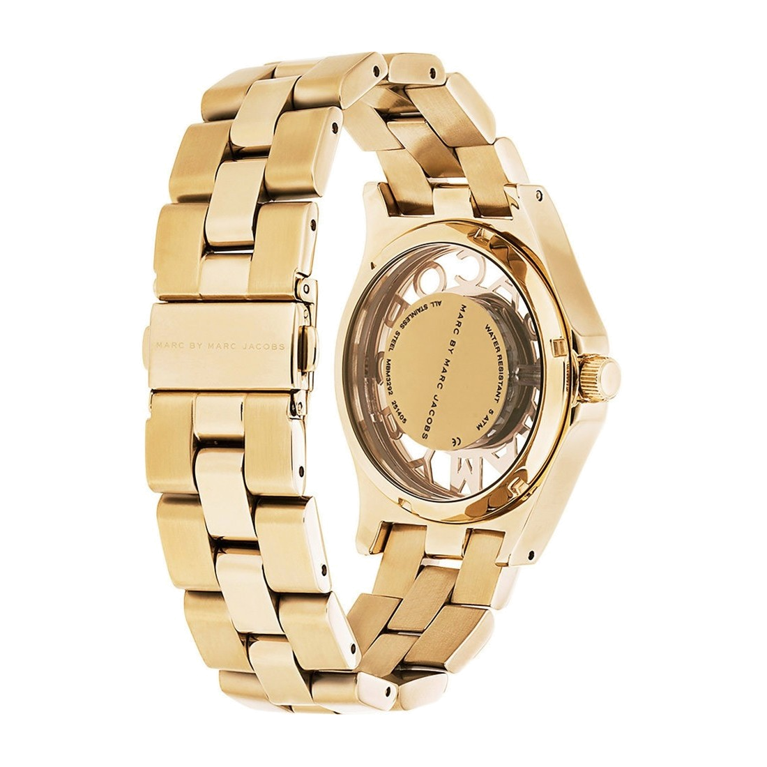 Marc Jacobs Henry Gold Dial Gold Steel Strap Watch for Women - MBM3292