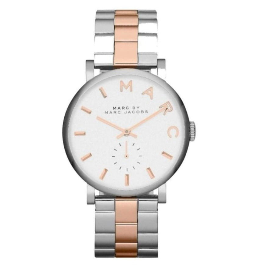 Marc Jacobs Baker White Dial Two Tone Steel Strap Watch for Women - MBM3312