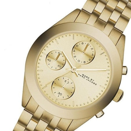 Marc Jacobs Peeker Chronograph Gold Dial Gold Steel Strap Watch for Women - MBM3393
