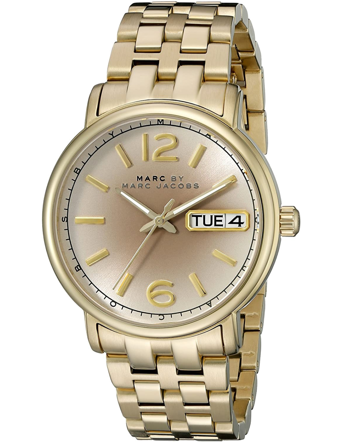 Marc Jacobs Fergus Gunmetal Grey Dial Gold Steel Strap Watch for Women - MBM3429