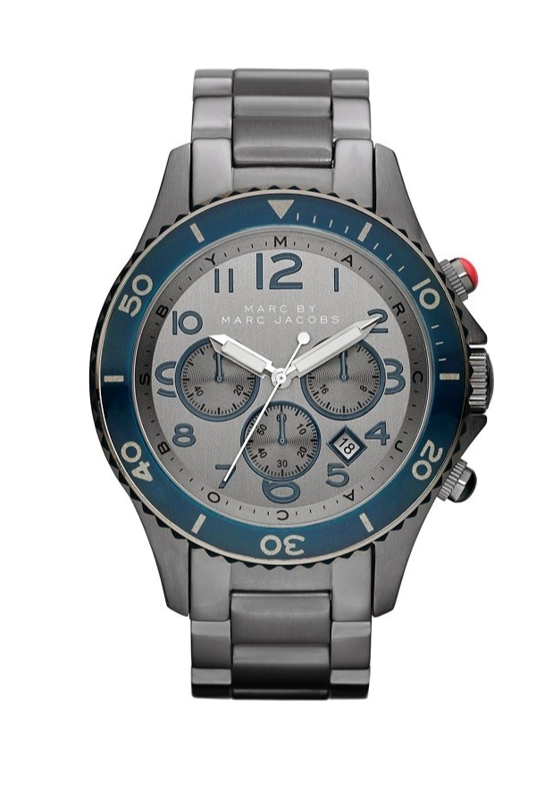 Marc Jacobs Rock Chronograph Silver Dial Silver Steel Strap Watch for Men - MBM5028