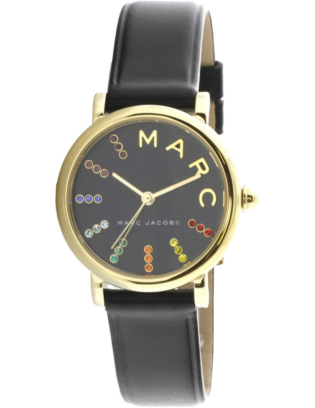 Marc Jacobs Roxy Black Dial Black Leather Strap Watch for Women - MJ1592
