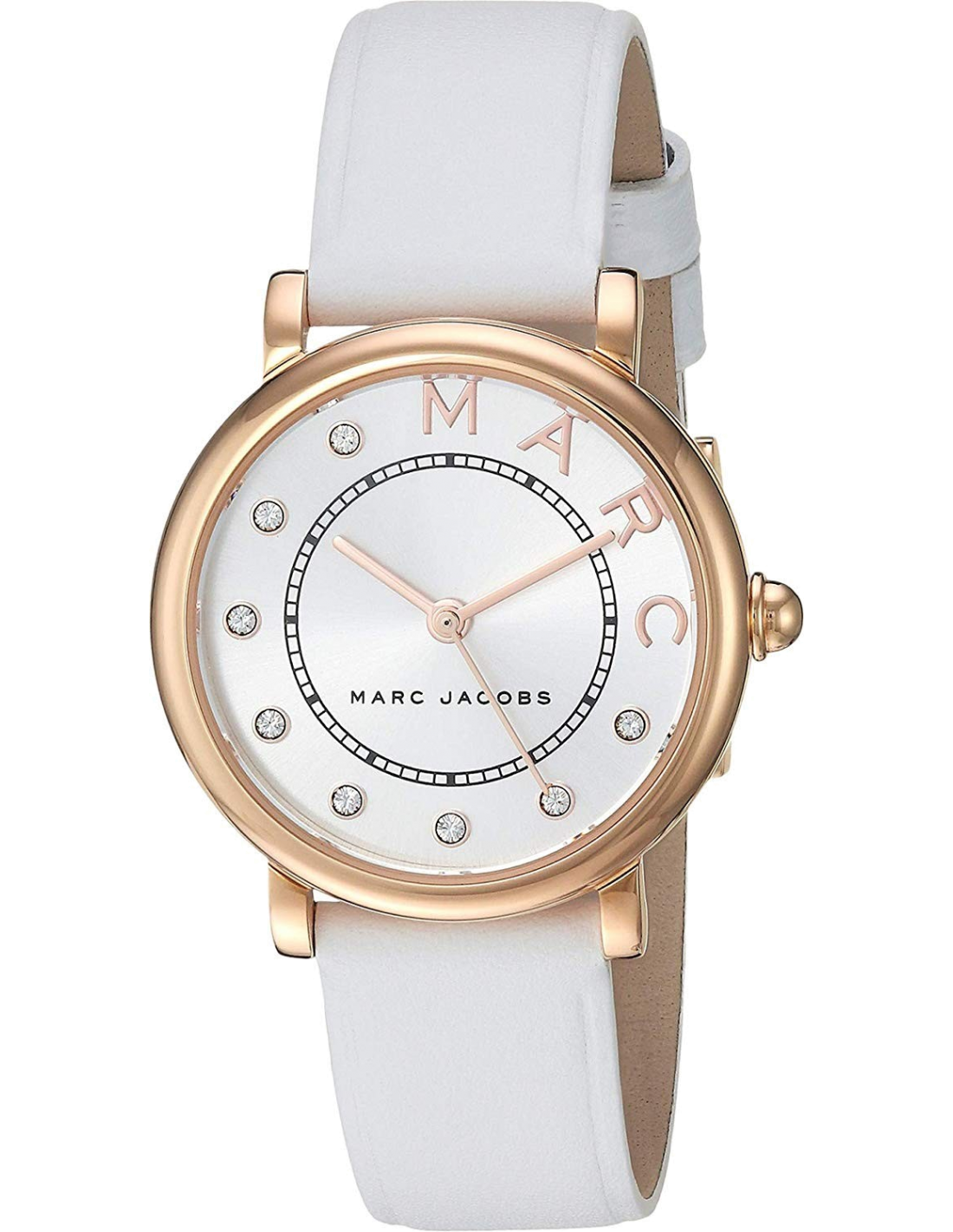 Marc Jacobs Roxy Silver Dial White Leather Strap Watch for Women - MJ1634
