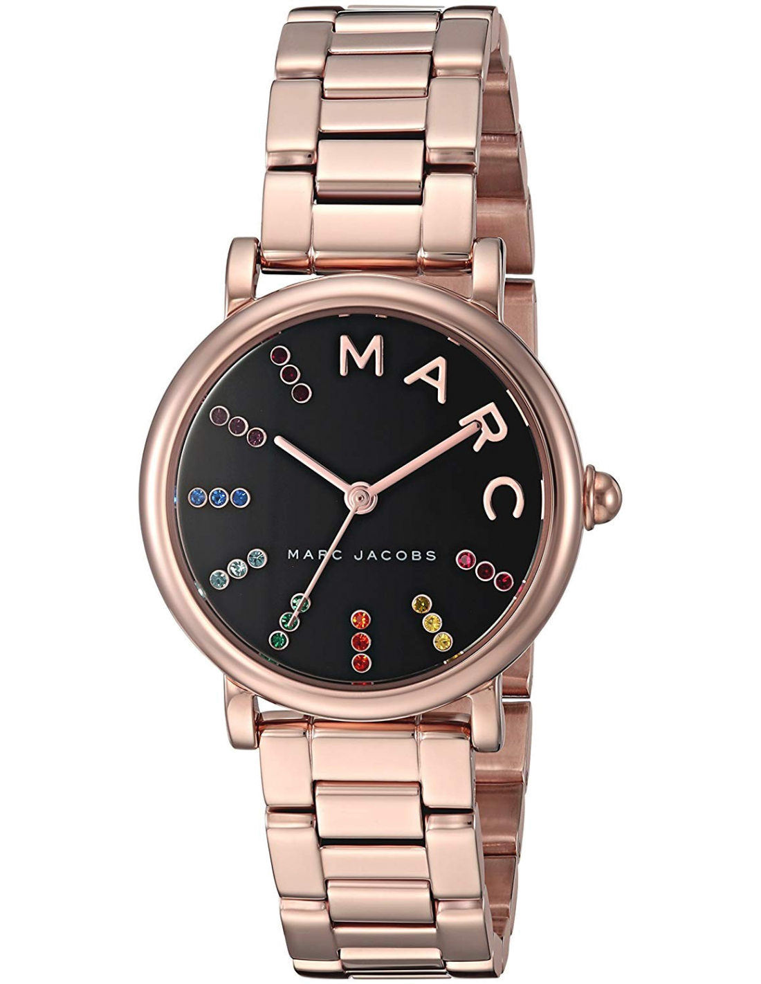Marc Jacobs Roxy Black Dial Rose Gold Steel Strap Watch for Women - MJ3569