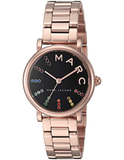 Marc Jacobs Roxy Black Dial Rose Gold Steel Strap Watch for Women - MJ3569