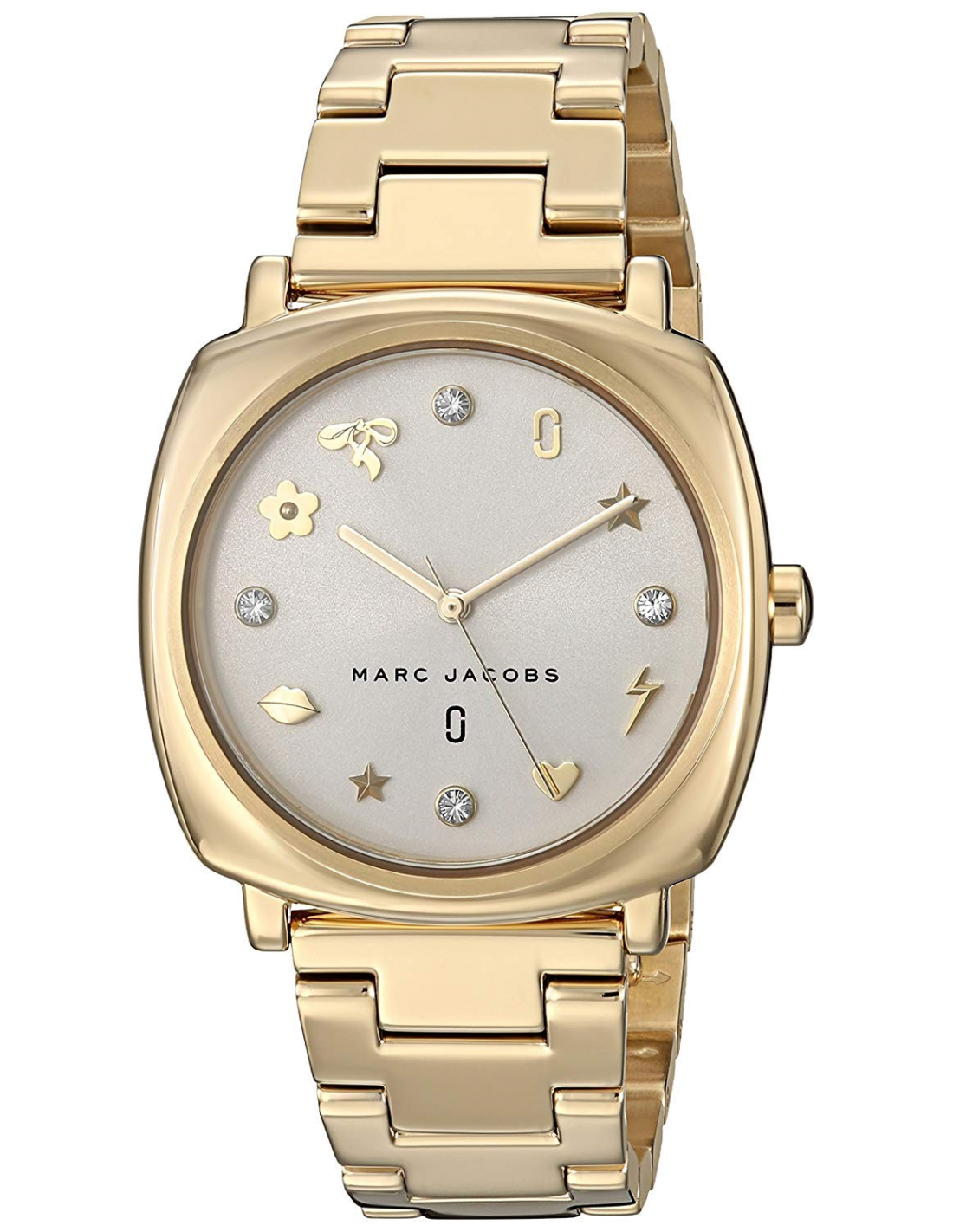 Marc Jacobs Mandy White Dial Gold Steel Strap Watch for Women - MJ3573